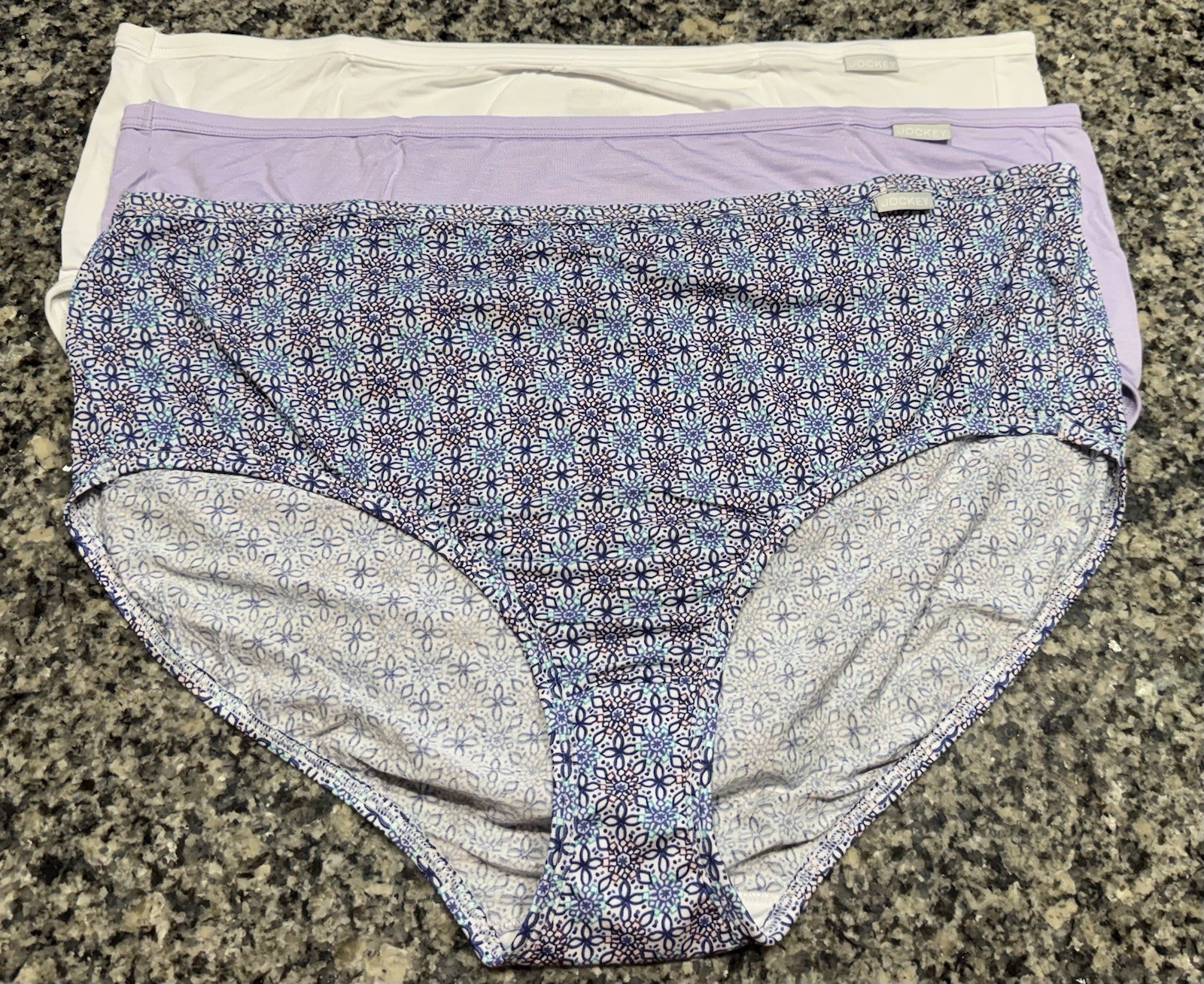 Jockey Women 3-Pack White/Violet Floral Underwear Supersoft Brief Size 3XL/10
