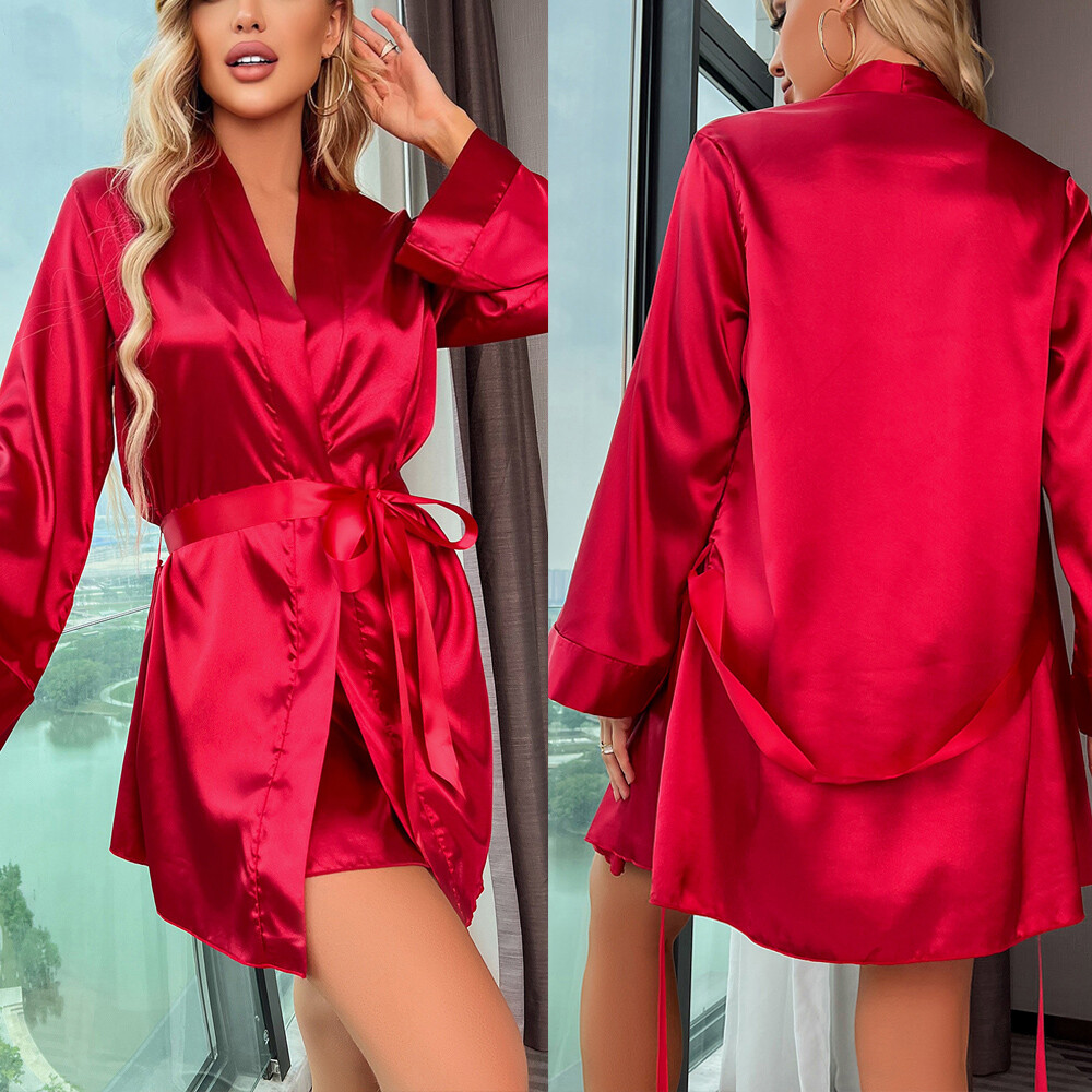 Red Women Sexy Lingerie Lace Dress Valentine’s Underwear Babydoll Sleepwear Set