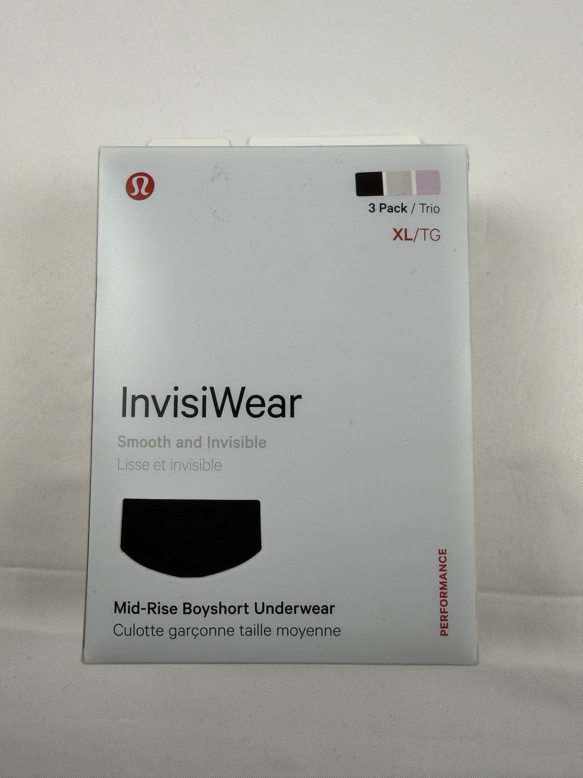 NWT Size XL Lululemon InvisiWear Mid-Rise Boyshort Underwear 3 Pack PNKO