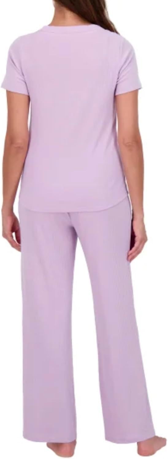 Live 2 Lounge Women’s 4 Piece Pointelle Lounge Wear Pajama Set, Purple, Medium