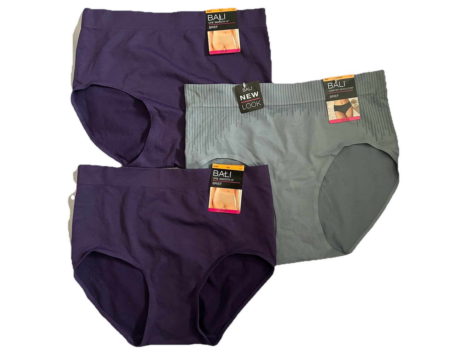 Bali One Smooth U 2361 And Comfort Revolution DFMSBF Panty Brief Lot Of 3 L/7