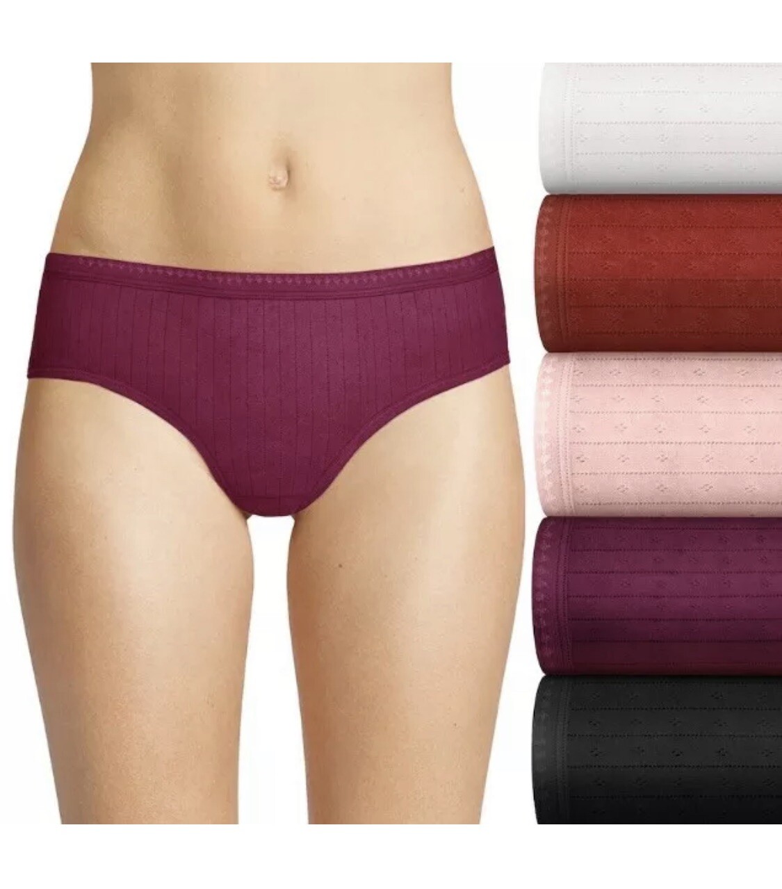 Hanes Ultimate 6Pck Mid Rise Moderate Coverage Hipster Breathable Cotton Comfort