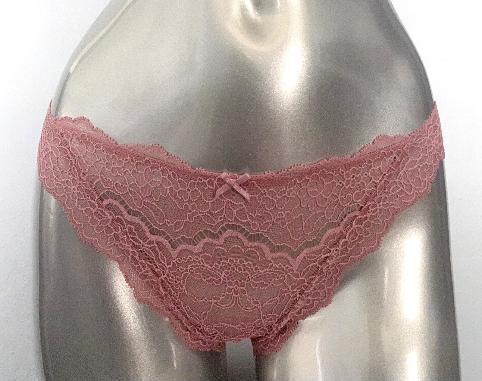 Victoria’s Secret Panty Dream Angels Dusk Mauve Corded Lace Cheekini Tanga S M