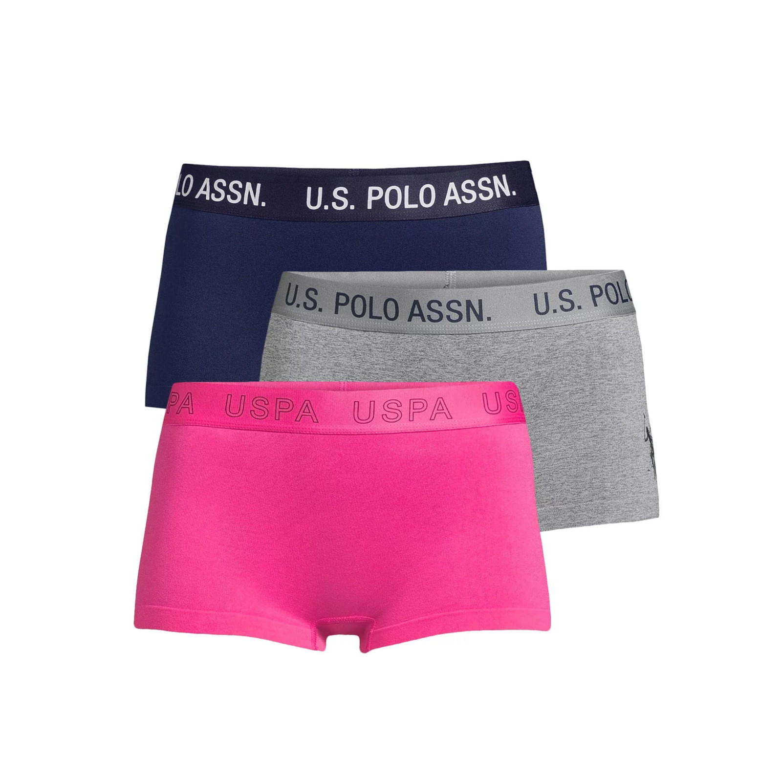 U.S. Polo Assn. Women’s Seamless Boyshort Panties, 3 Pack, Assorted, 3X