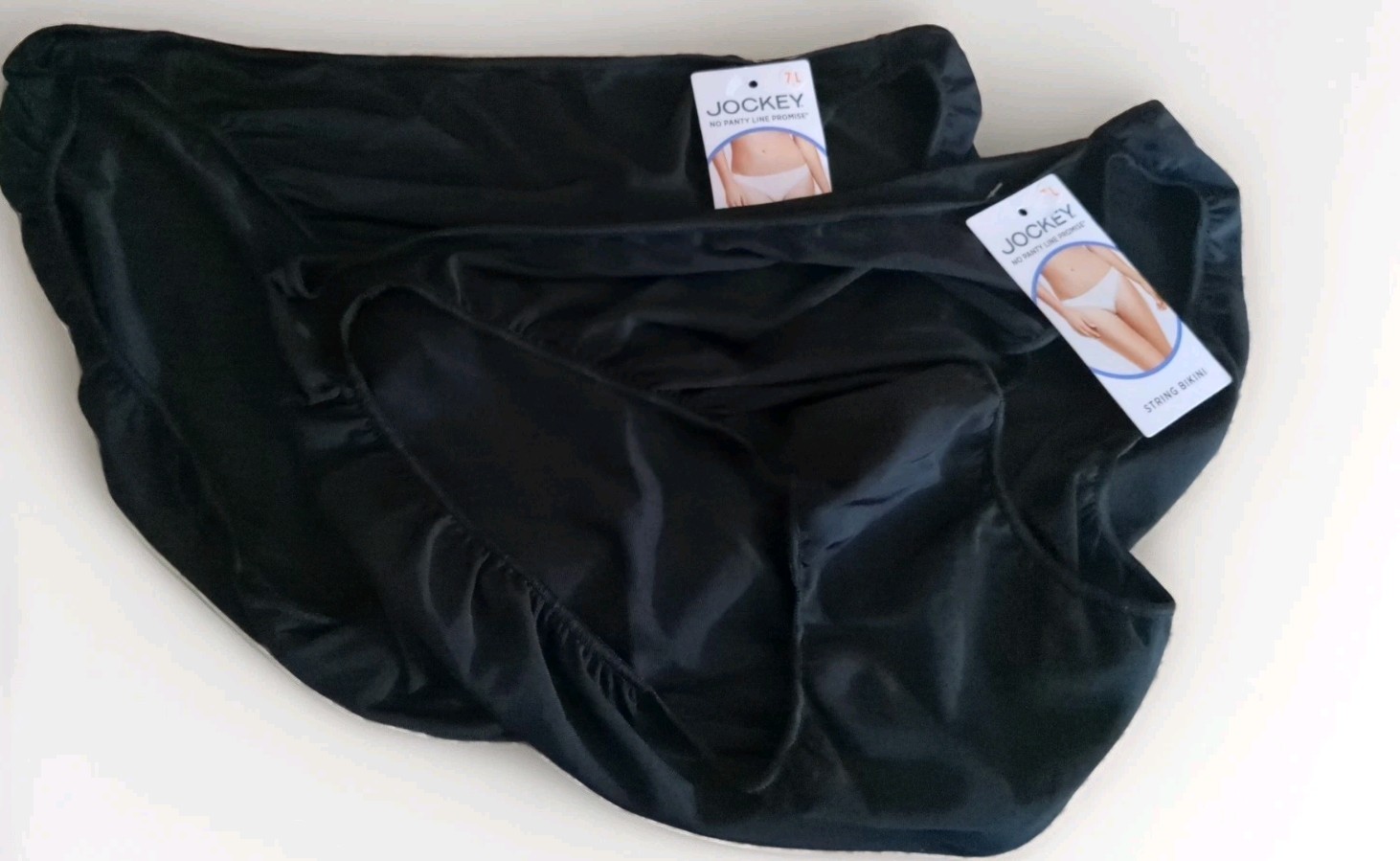 New 2 Pair Jockey Women 7/L No Panty Line Promise Tactel String Bikini Black