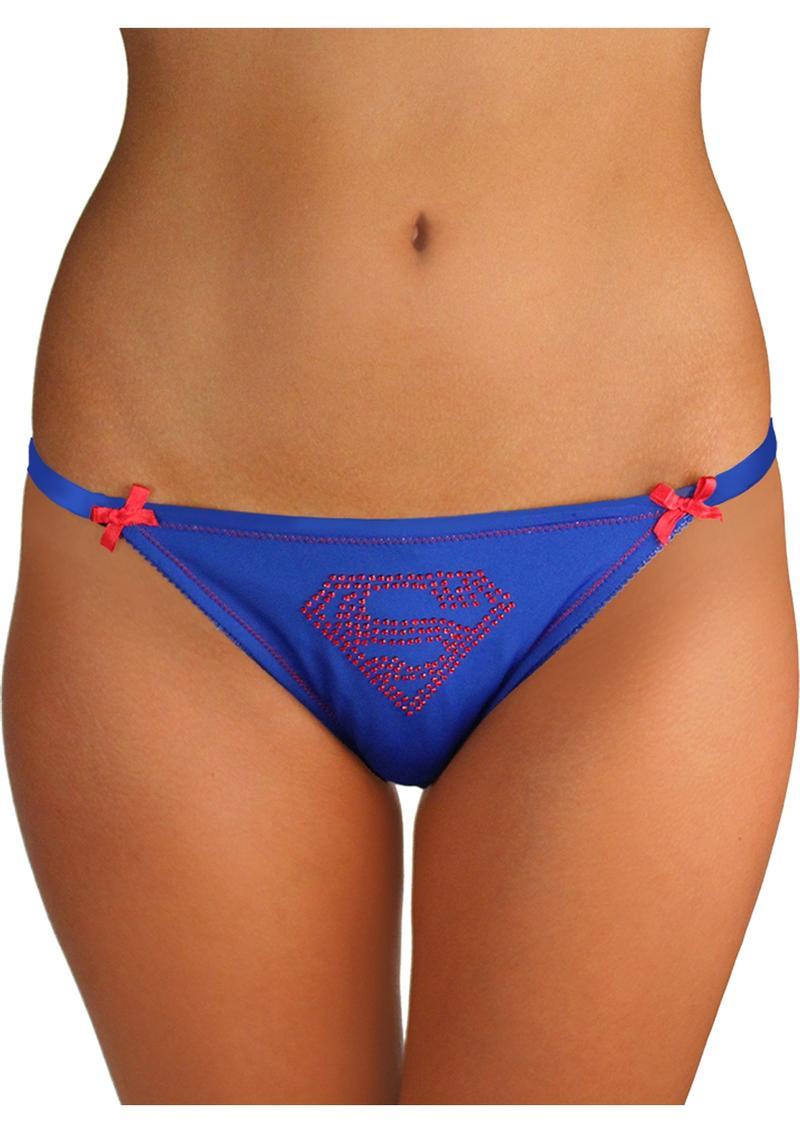 SuperMan Bikini Pantie Gem Logo Lace Back X-Large Red & Blue Comic Fan Lingerie