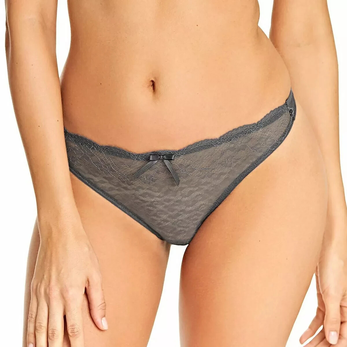 Freya Fancies Thong Size XS 8 10 Graphite Grey Lace Knickers Underwear 1008 New