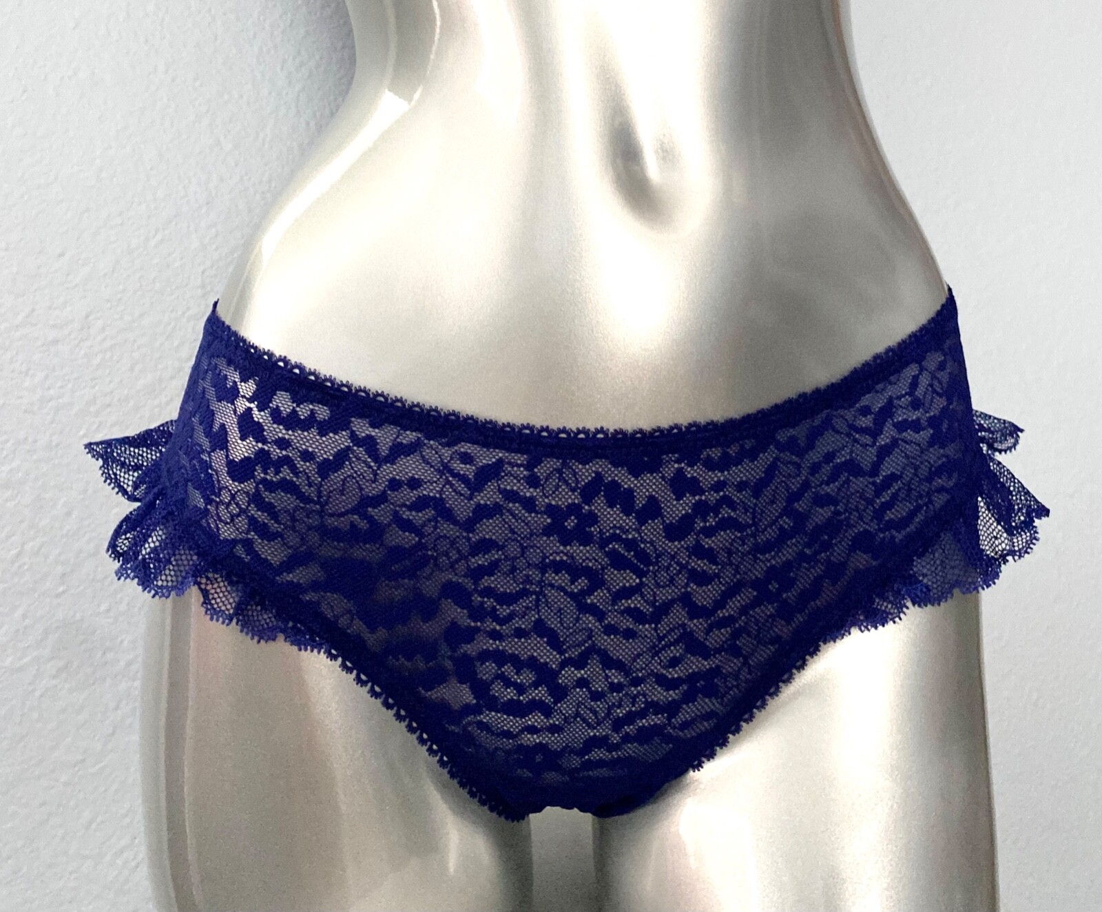 Victoria’s Secret Panty Blue Purple Night Ocean Lace Ruffle Cheeky Sexy S M L XL