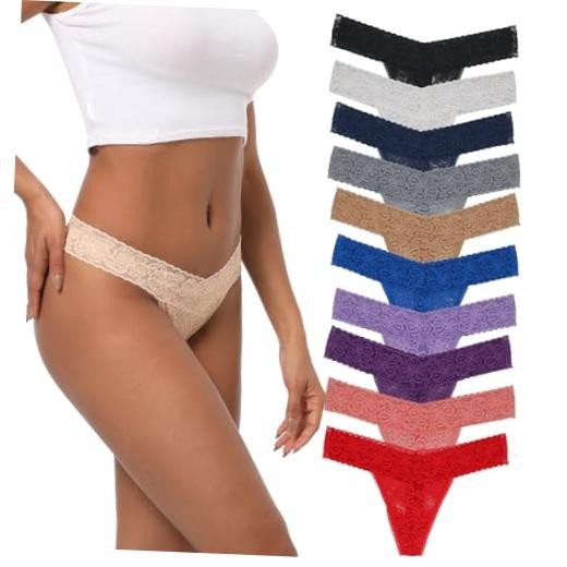 Lace Thongs For Women Plus Size Sexy Underwear T Small Multicolored 10pcs a