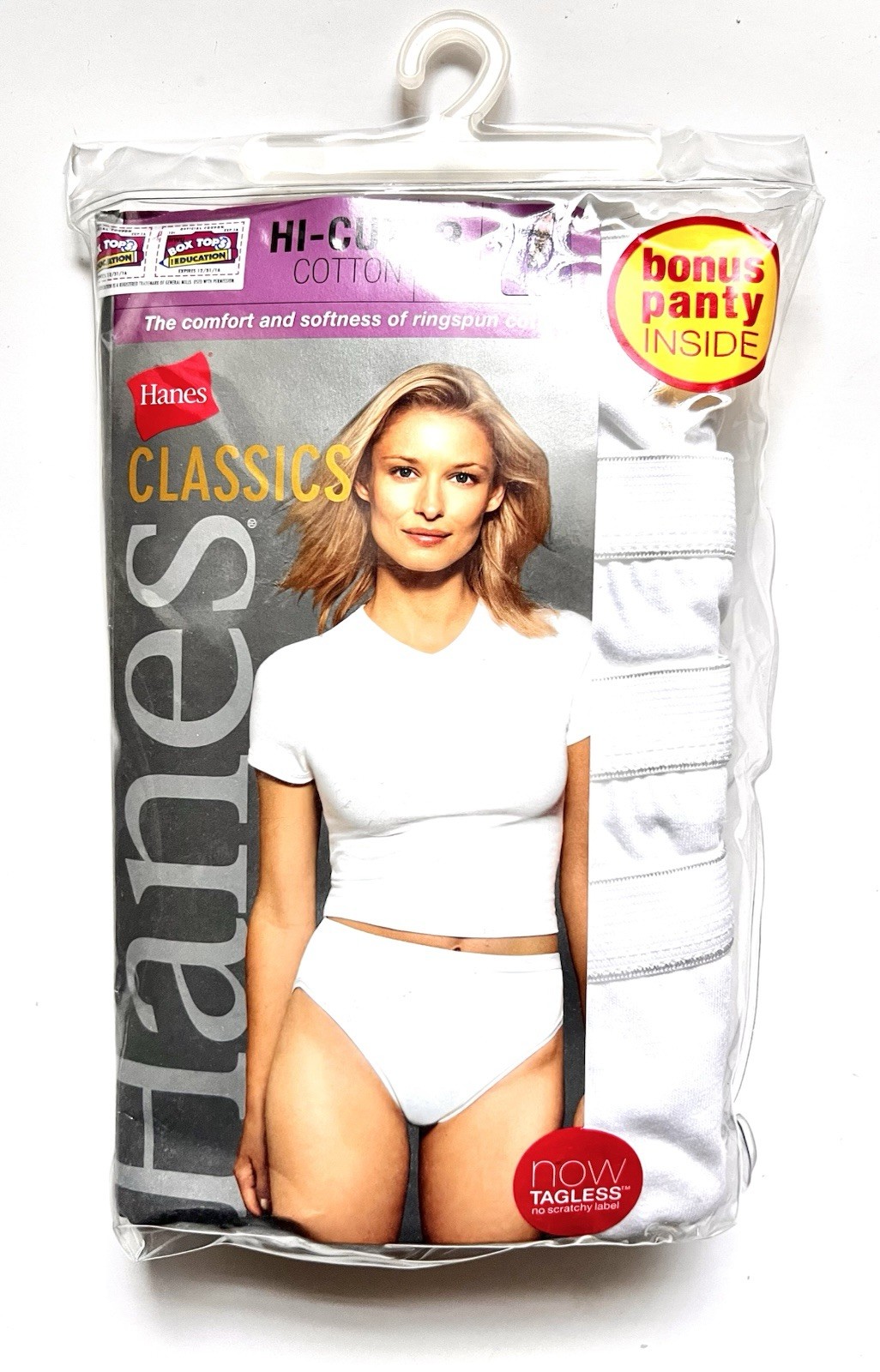 Hanes Classics Women’s Panties 4 Pair High Cut Cotton White Underwear Size 7