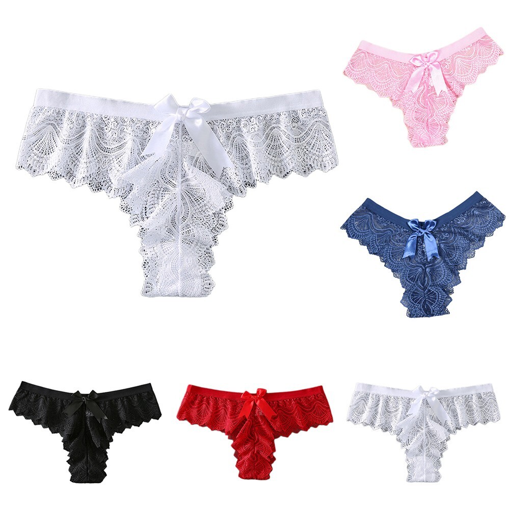 Womens Thong Lace Panties with Thin Straps Low Waist Briefs for All Seasons
