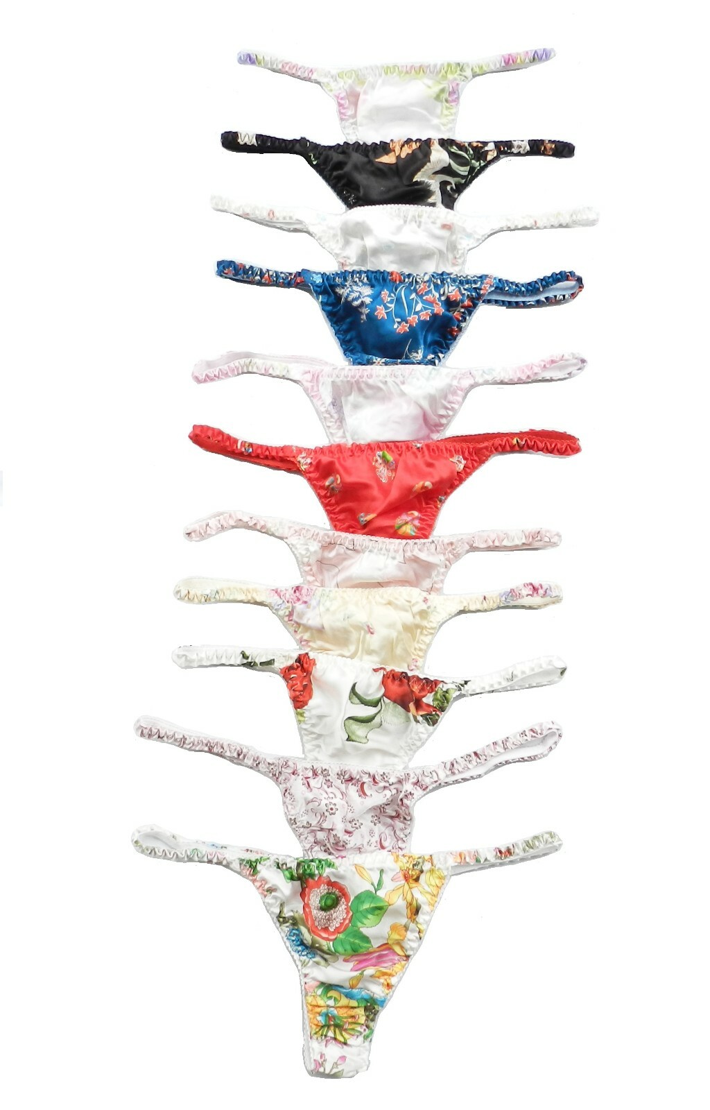 6 Pieces 100% Silk Pattern Women’s String Thong Panties Size S M L XL 2XL 3XL