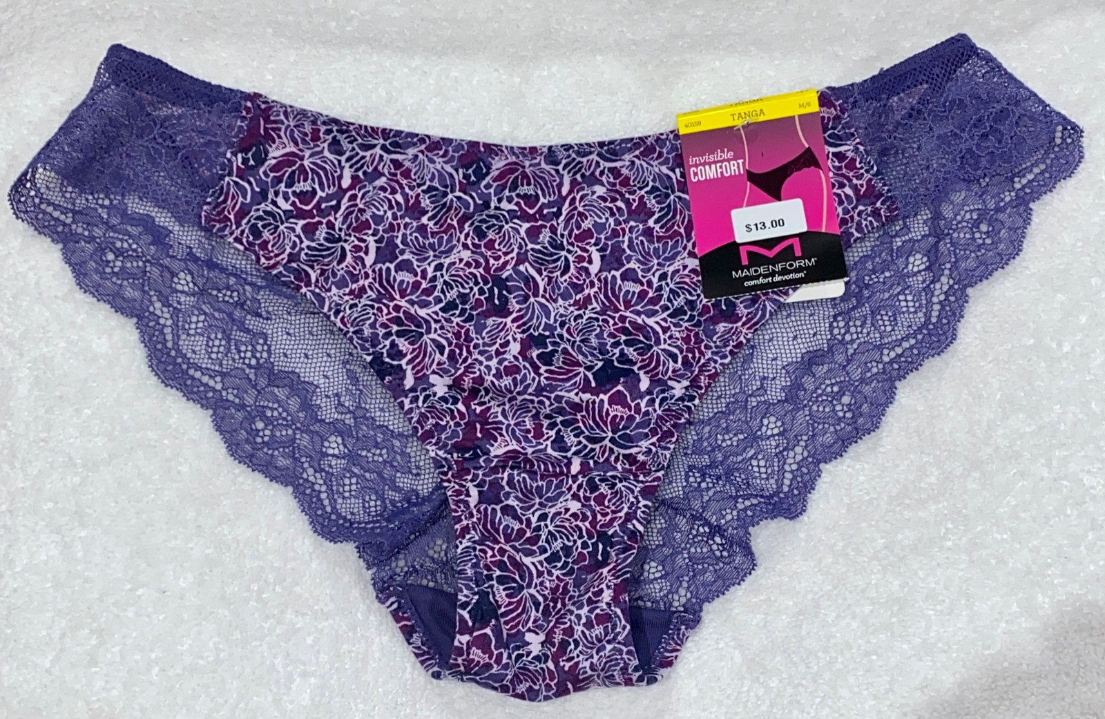 MAIDENFORM Comfort Devotion Batik Blossom Lace Back Tanga Panty Womens S 5 L XL