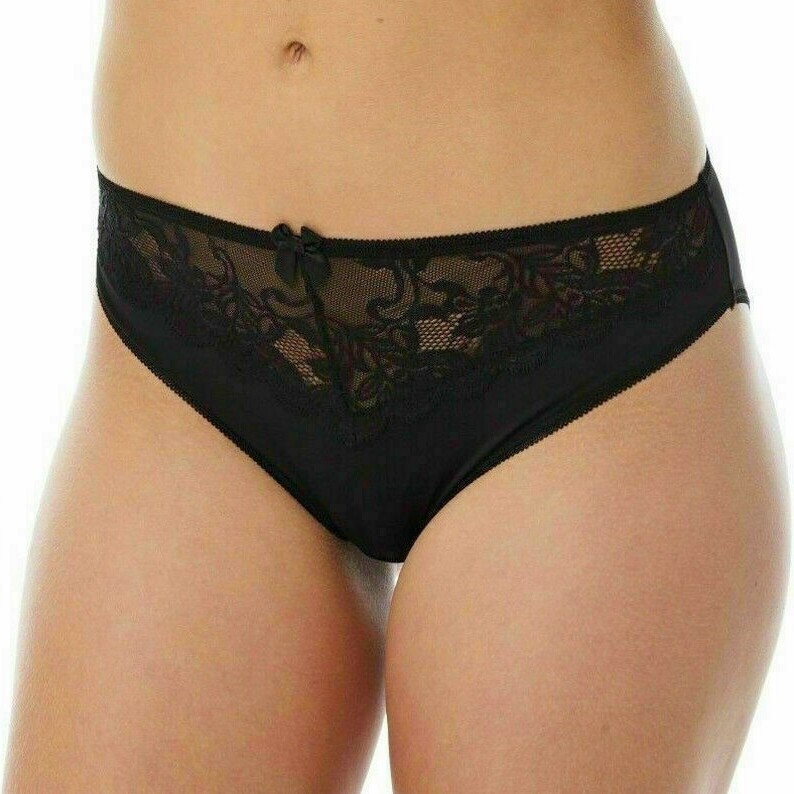 MARLON BLACK WHITE SILKY MICROFIBRE LACE FRONT BIKINI BRIEFS 8 – 18 BNWT