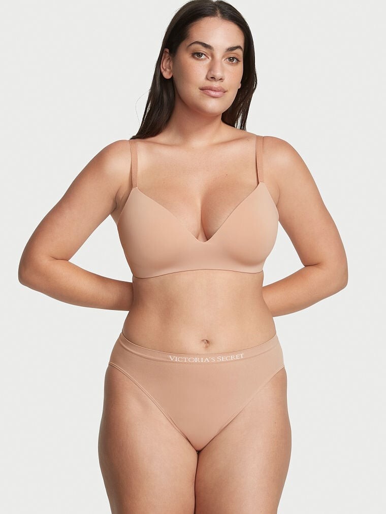 XS Beige SEAMLESS NO SHOW FULL COVER Victorias Secret High-Leg Waist Brief Panty