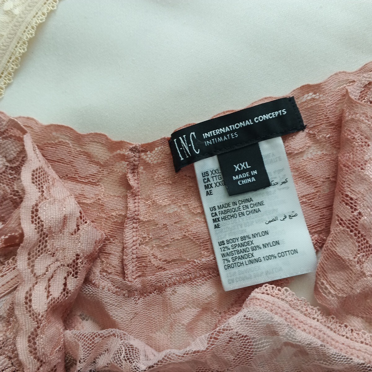 3 Pack INC Women Sexy Lace Thong Size 2XL Multicolor Spandex Nylon
