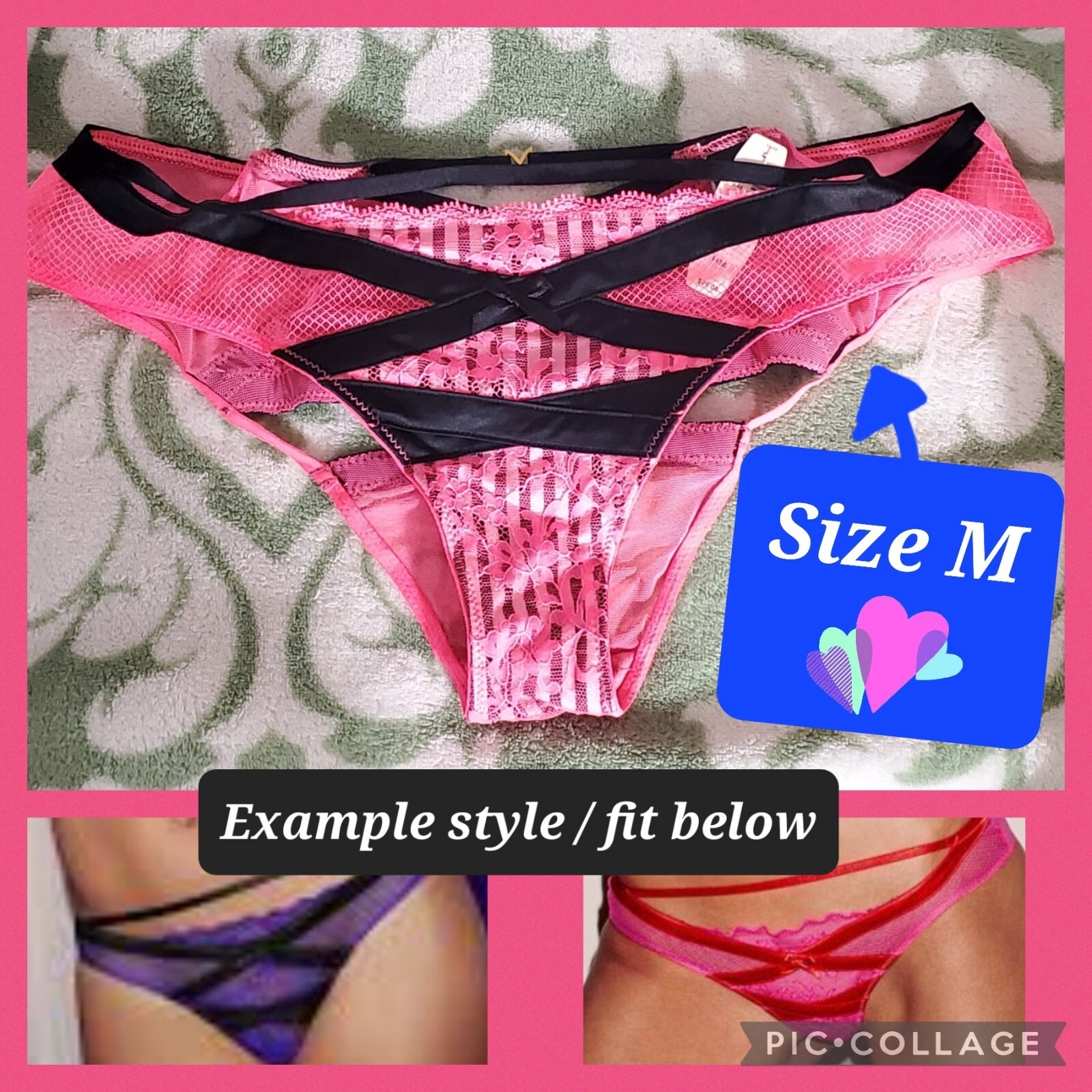 Victoria’s Secret Pink Corset Criss Cross Cheekini Panty Valentine’s Day Strappy