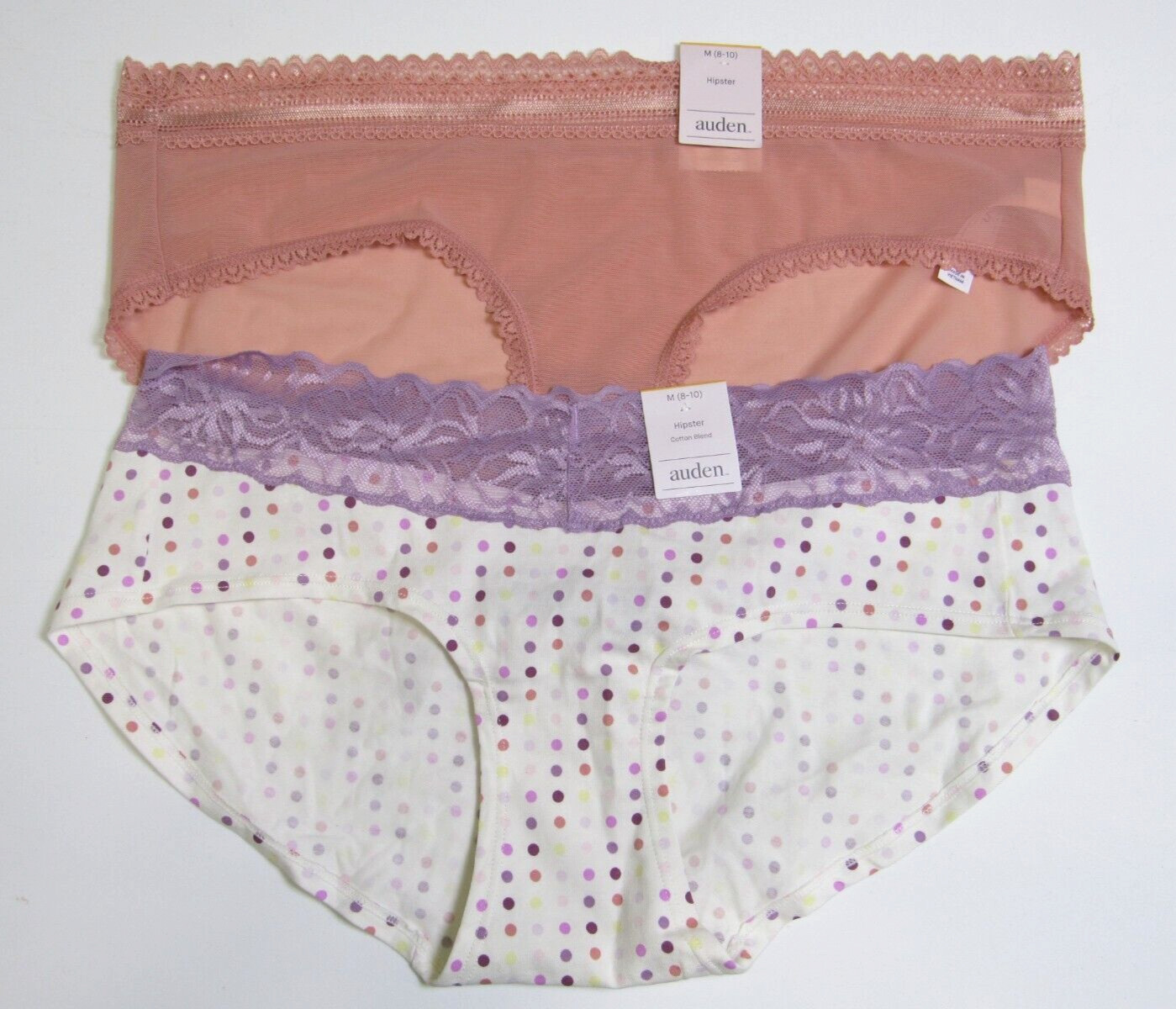 Auden Women’s Variety Hipster 2 Pack Panties Size Medium 8-10