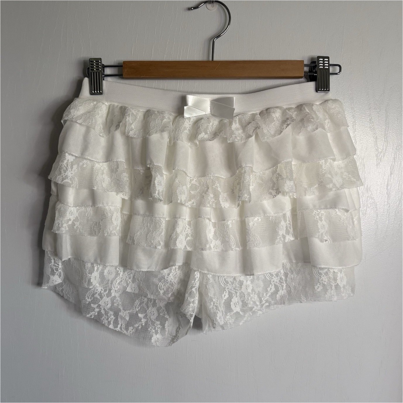 Women’s Boyshort Panties Lace Floral Bow Ruffle Stretch Size S Boho Coquette