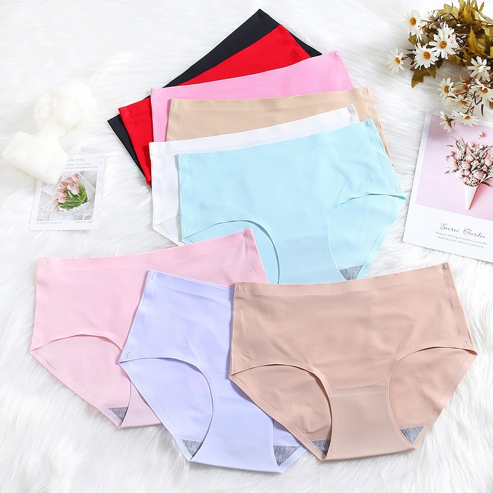 3 Pack Plus Size Ice Silk Seamless Bikini Panties – Solid Breathable Underwear