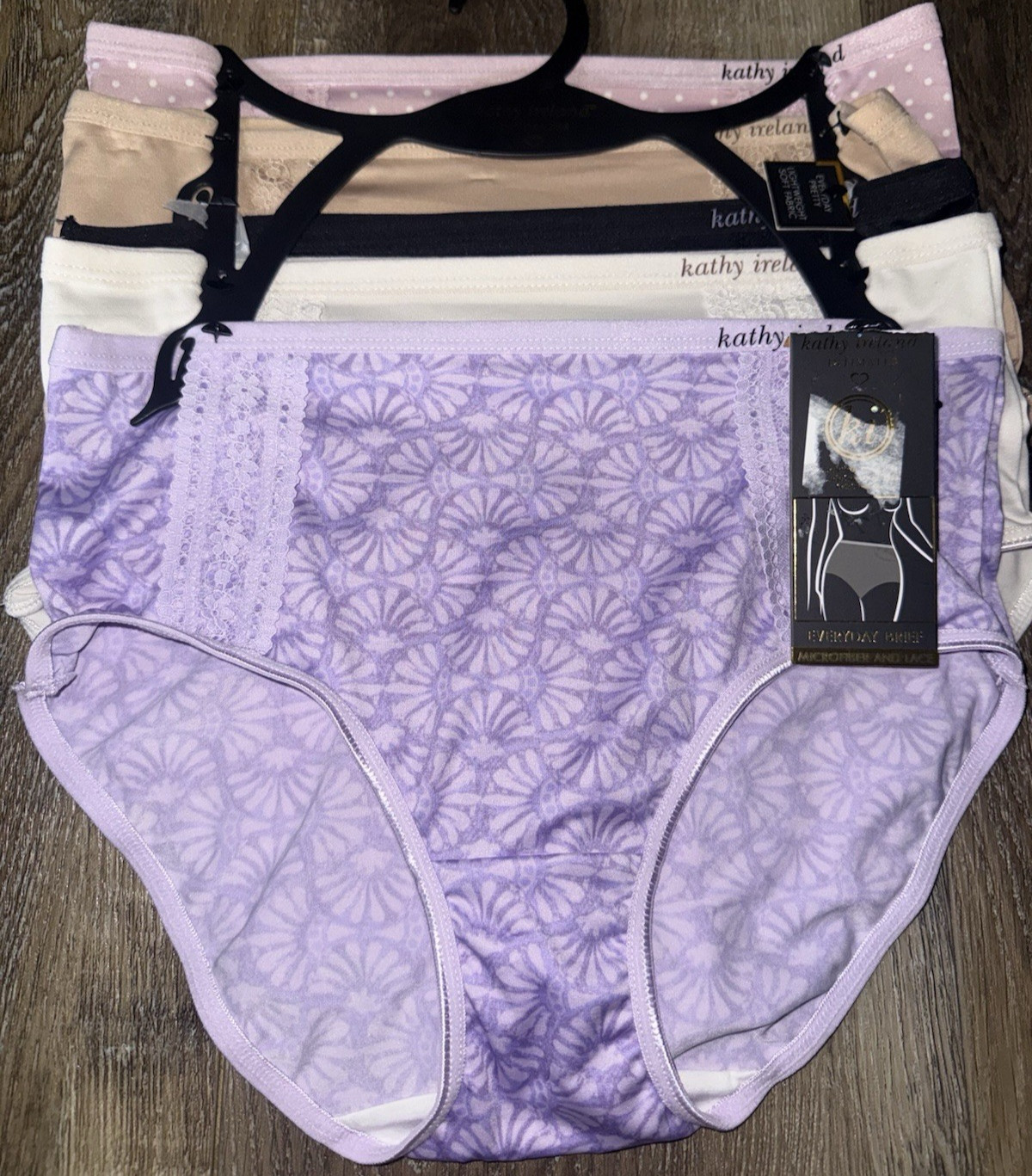 Kathy Ireland Womens Brief Underwear Panties Multicolor 5-Pair Polyester (A), XL
