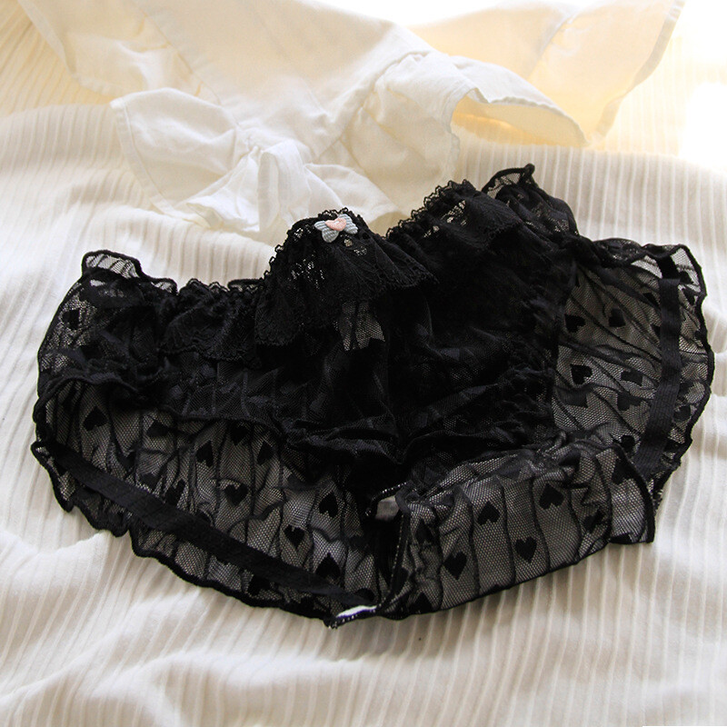 Black Women Underwear Wholesale Japanese Lace Sexy Girl Bow Waist Mesh Briefs