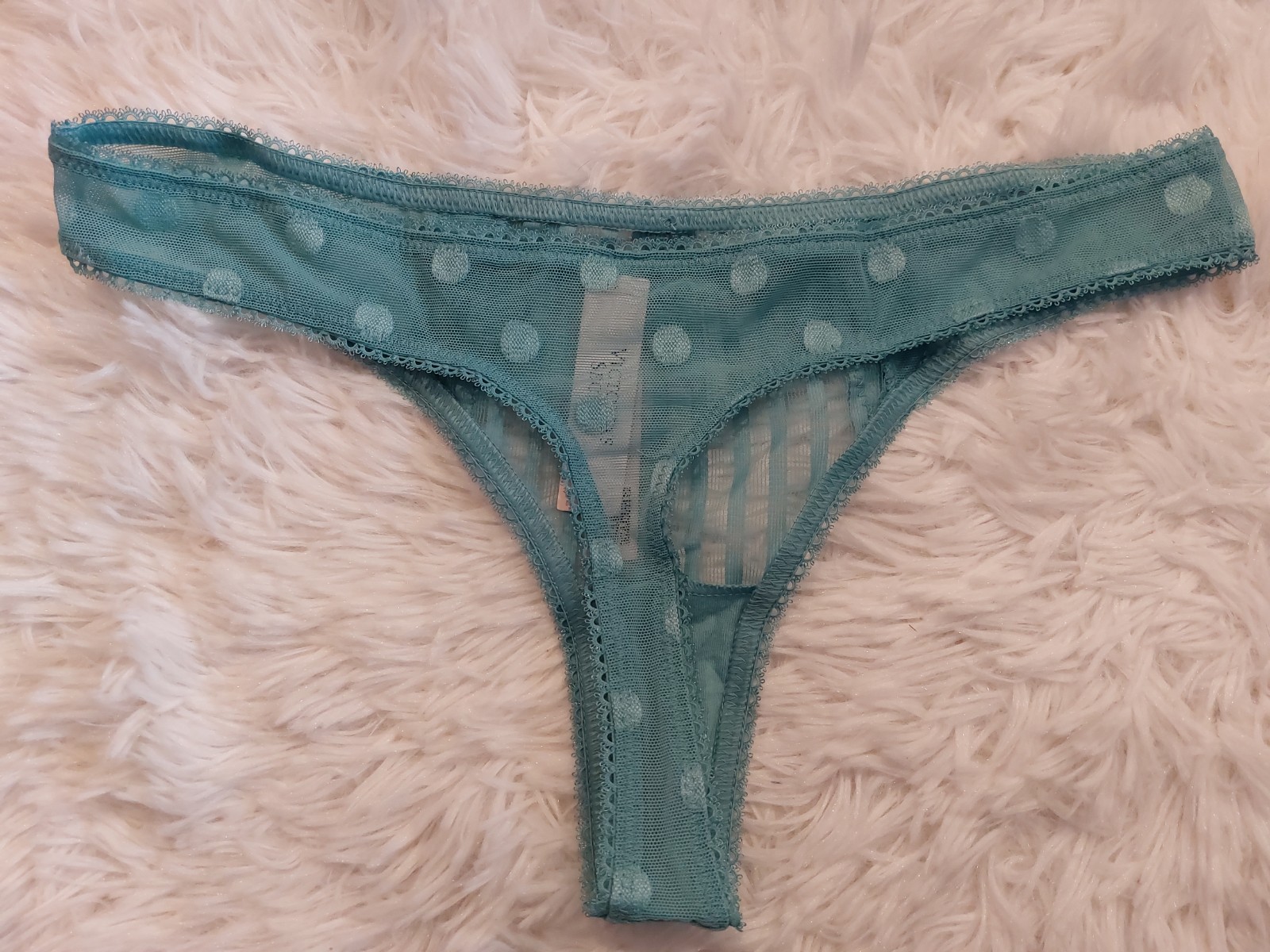 NWT VICTORIA SECRET The Lacie Lacie Sheer Heritage Thong Panty XLarge (A3)