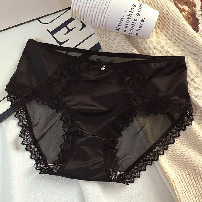 Lot 5 Packs Womens Sexy French Lace Sheer Satin Panties Briefs Cheeky Underwear