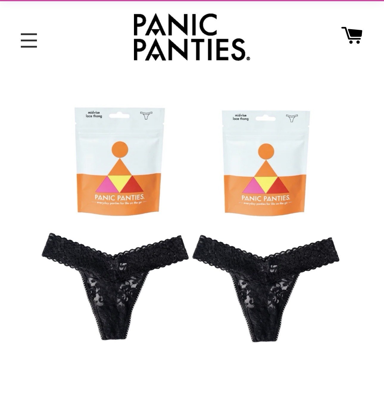 Panic Panties (Black Thong Panties) L/XL 5 Packs