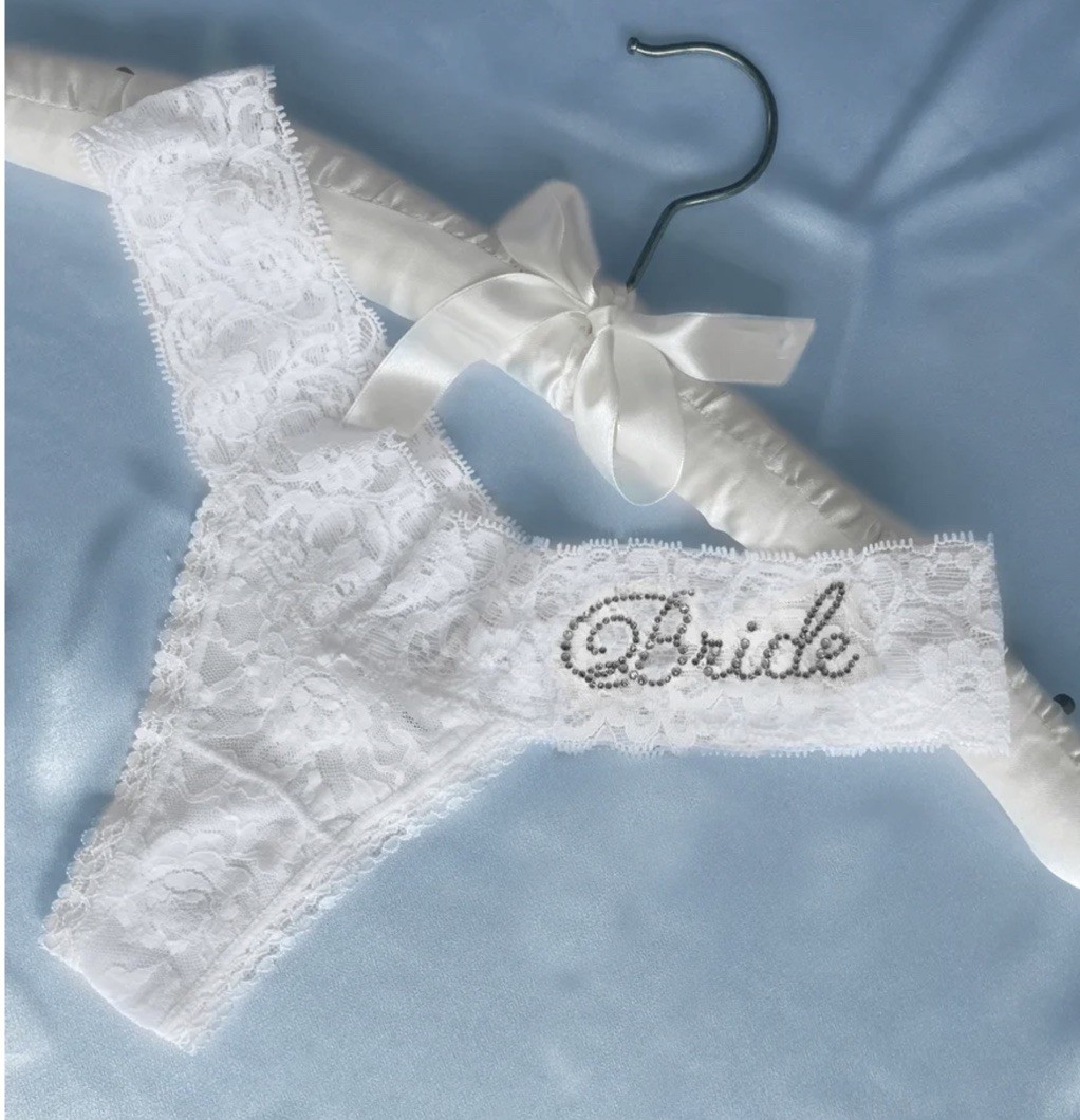 Rhinestone White Lace BRIDE Panty CLASSY BRIDE Lingerie ONE SIZE NWT Retail $24