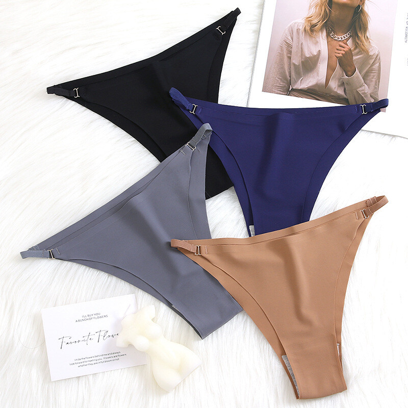 4 Pack Lot Sexy Womens High Cut Thong Panties Brief Low Rise Underwear Lingeries
