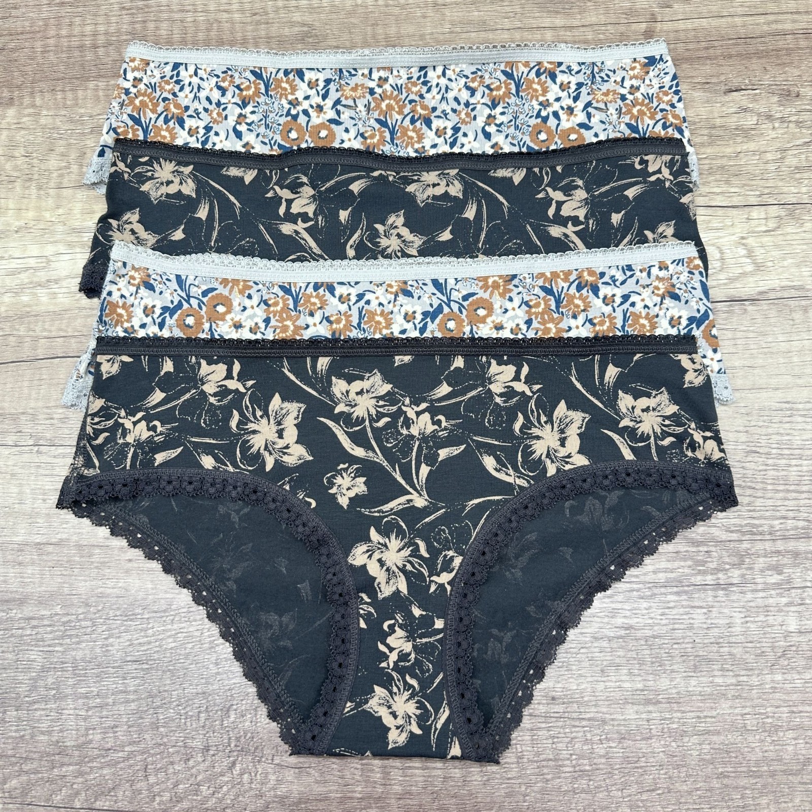 Pact Organic Cotton Womens Hipster Panties 4 Pack Floral Multicolor Size S