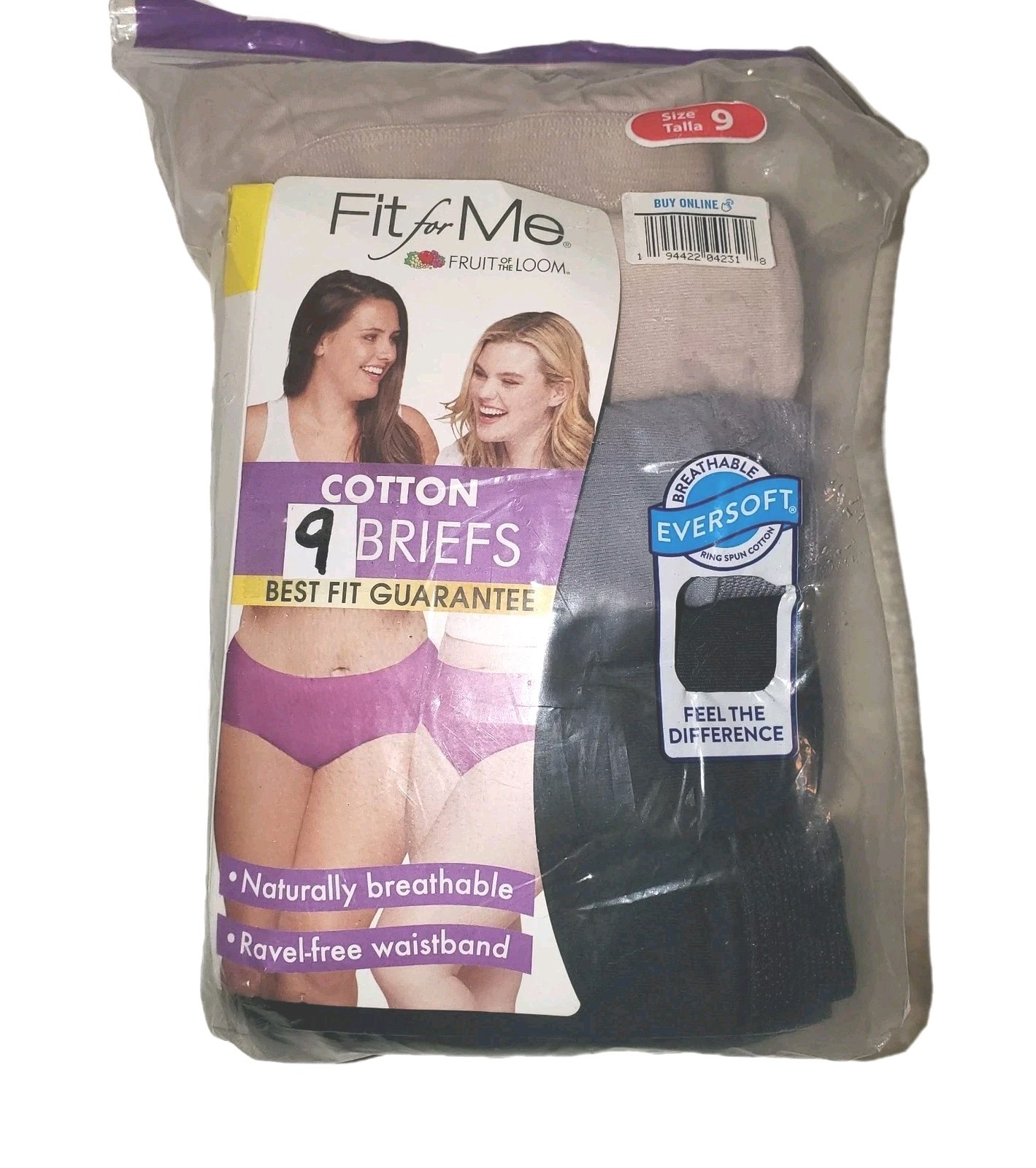 HANES Woman Sz 9 Tagless 100% Cotton Briefs 9 pk NEW/Open Pkg Various Colors