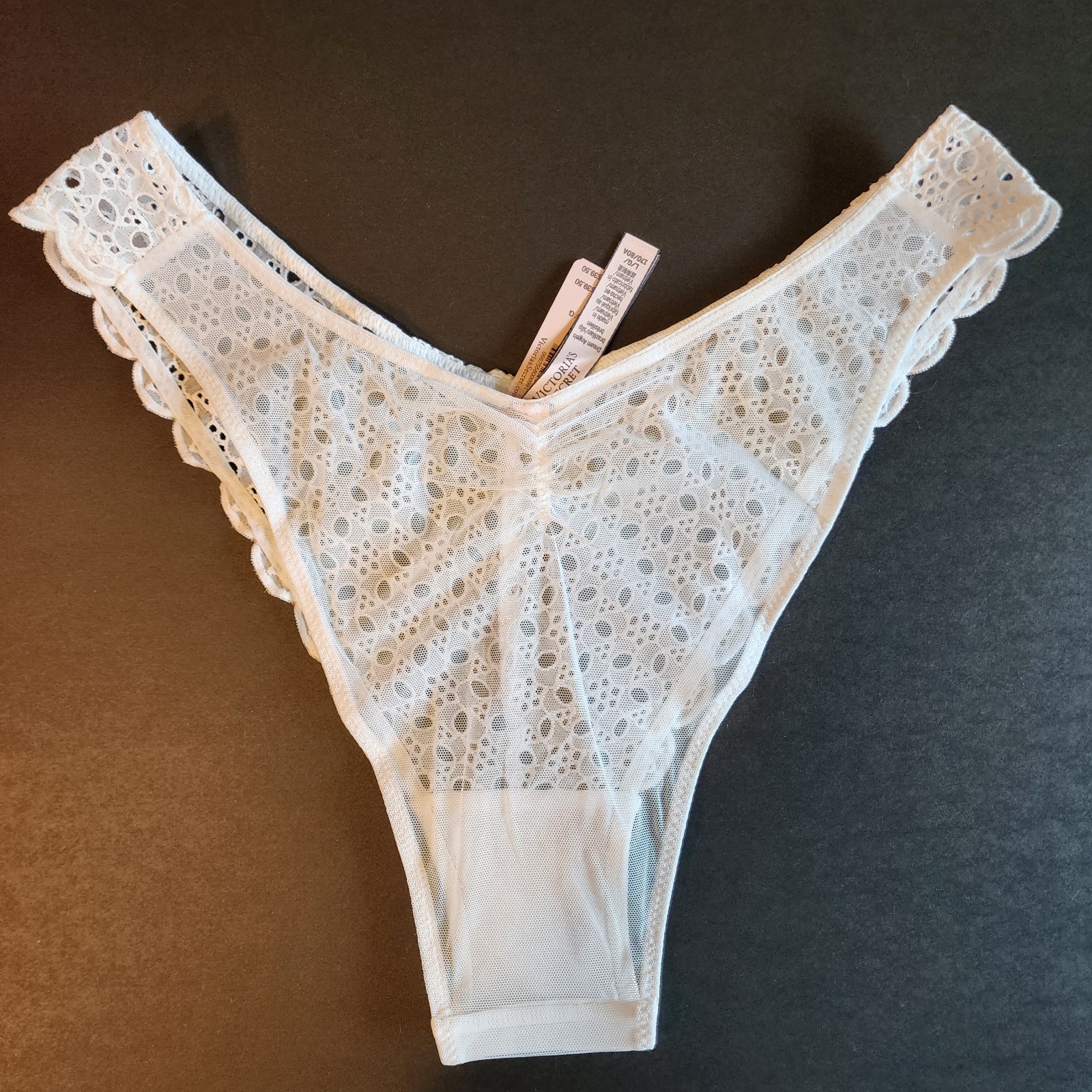 Victoria’s Secret Dream Angels Brazilian Slip NWT White Eyelet + Mesh Size L