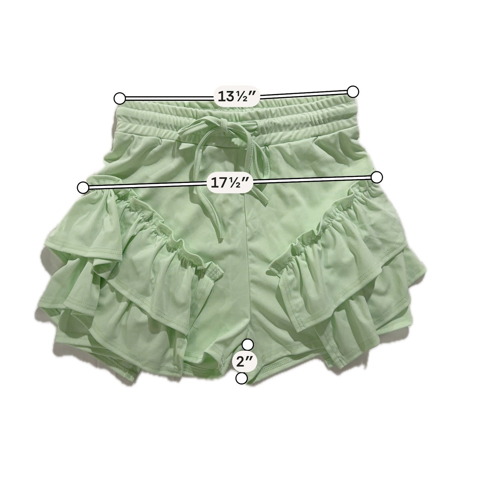 Green Ruffle Lounge Set Crop Tank & Shorts Elastic Waist XL