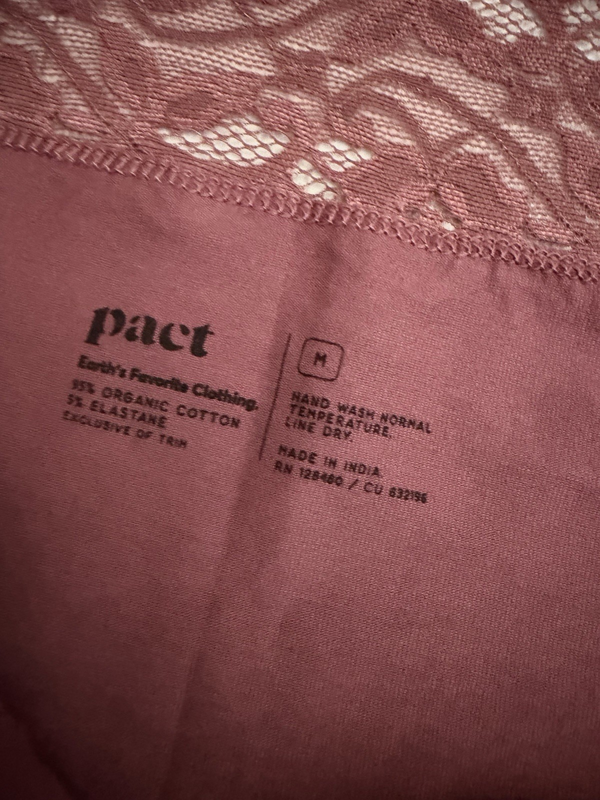 PACT Lot of 2 Lace Top Briefs Panties Sz M Organic Cotton