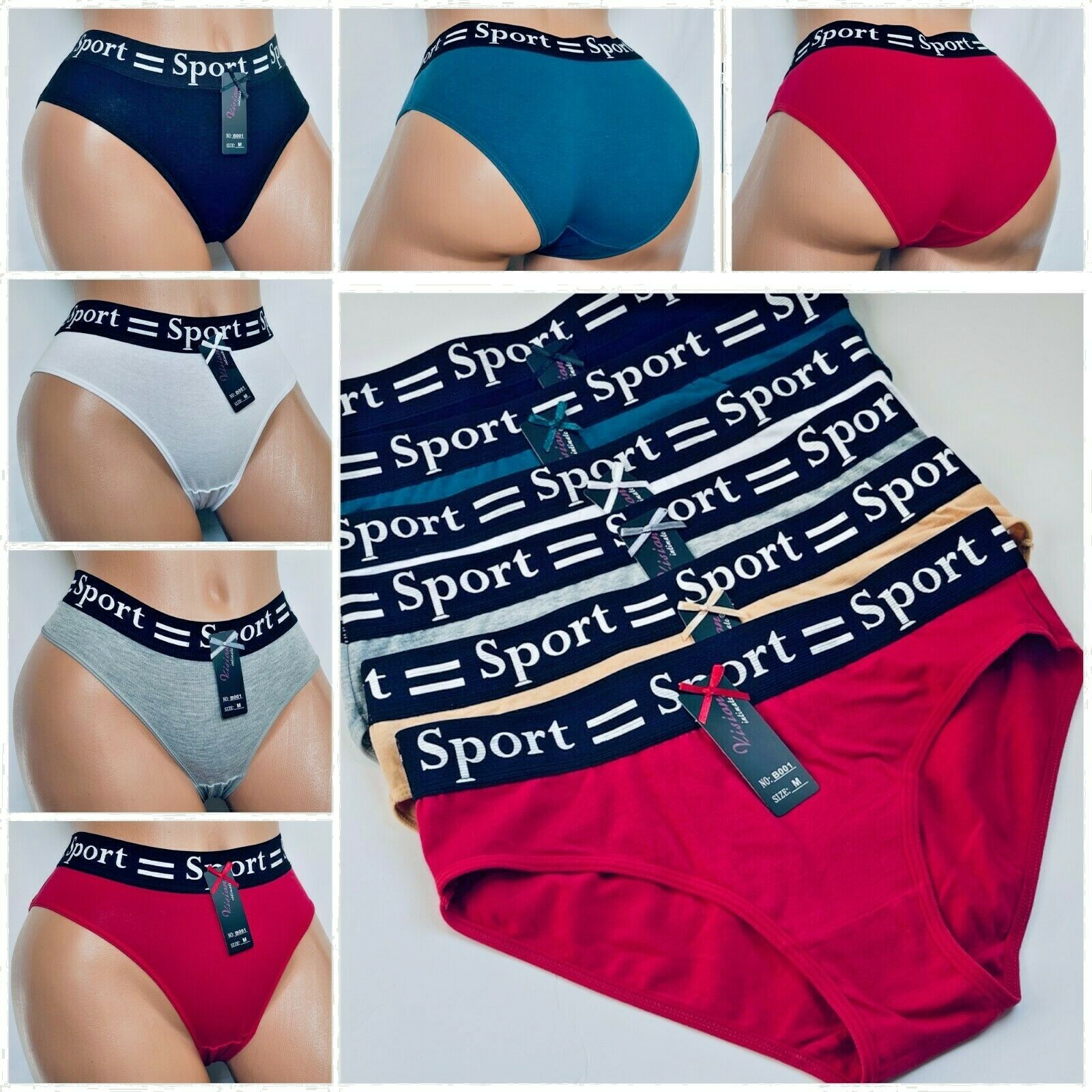 6-12 Women’s BIKINI Sport HIGH CUT LONG LEG Panties Undies 95% COTTON B001 S-XL