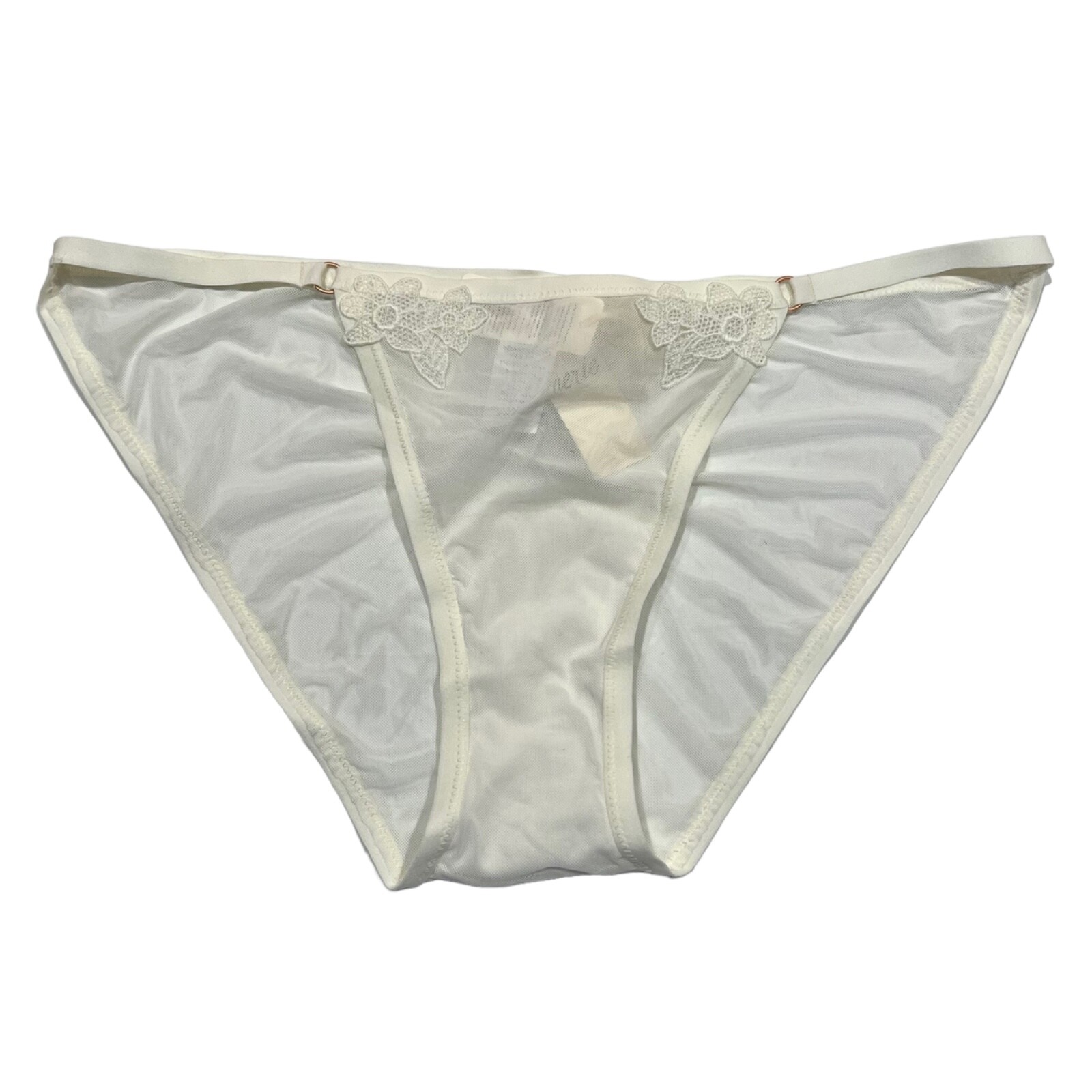 NWT AERIE Bikini Pantie Underwear Sz L Ivory Cream Mesh Lace