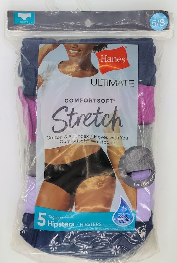 Hanes Ultimate 5-Pack ComfortSoft Hipster Underwear 41W5CS Blues/Purple 5/S NIP