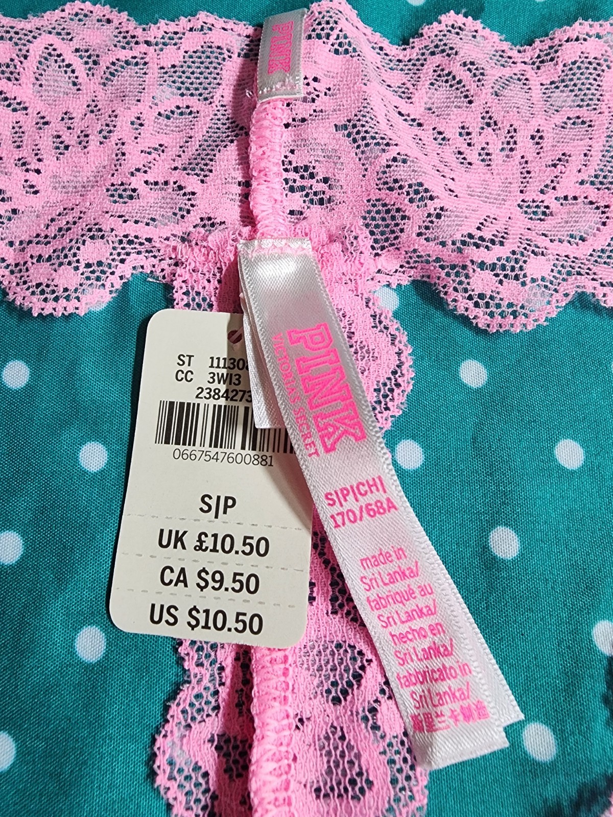 New! VICTORIA’S SECRET Sz S/P PINK LACE CHEEKY THONG PANTIES