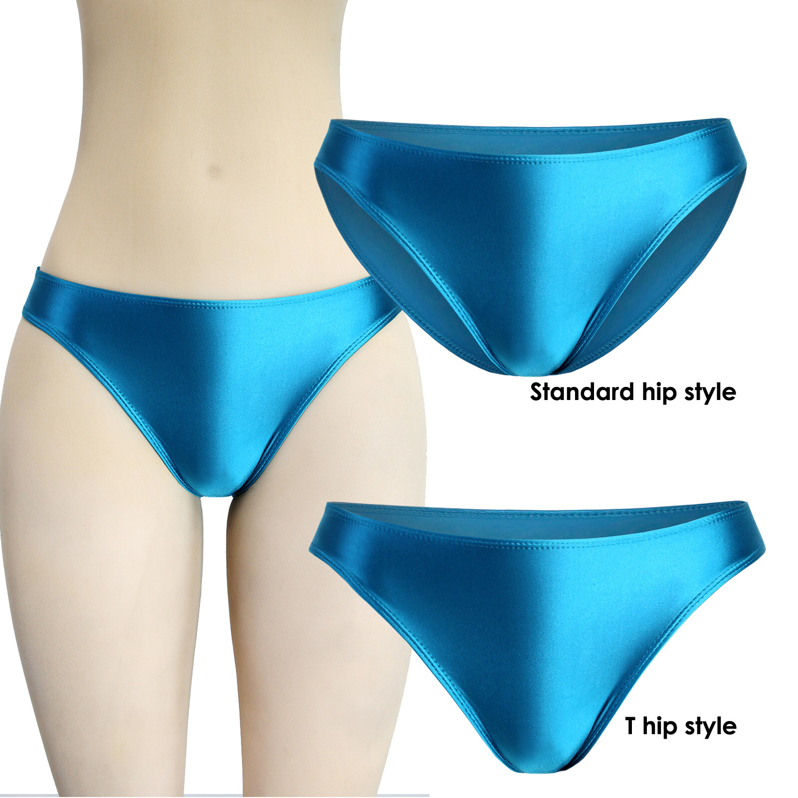 Women Panties Shiny Satin Briefs Knickers Gym Low Waist Opaque Shorts Underwear