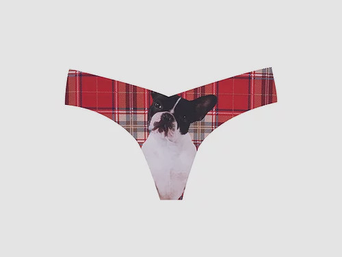 $26 Commando Women’s Red Printed Photo Bully Realistic Thong Bottom Size S/M