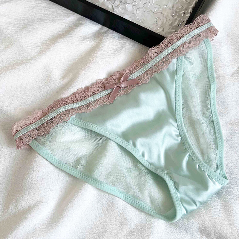 4pack Lot Sexy Womens Satin Panties Brief Sheer Lace Bikini Lingerie Underwear