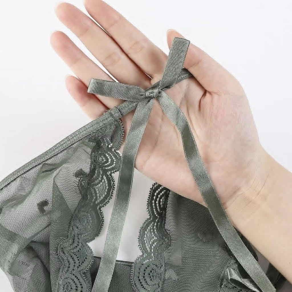 Pack of 5 Bow Decor Floral Lace Underwear for Women Stretching Colorful