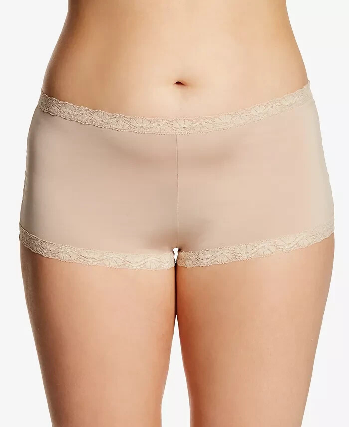 Maidenform Boyshort Underwear 7/L Latte Lace Microfiber Panties One Fab 40760