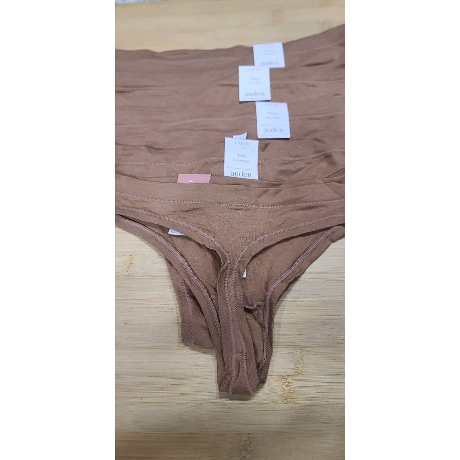 Auden Brown Cotton Blend Thong Size L 12-14 NWT Lot of 5