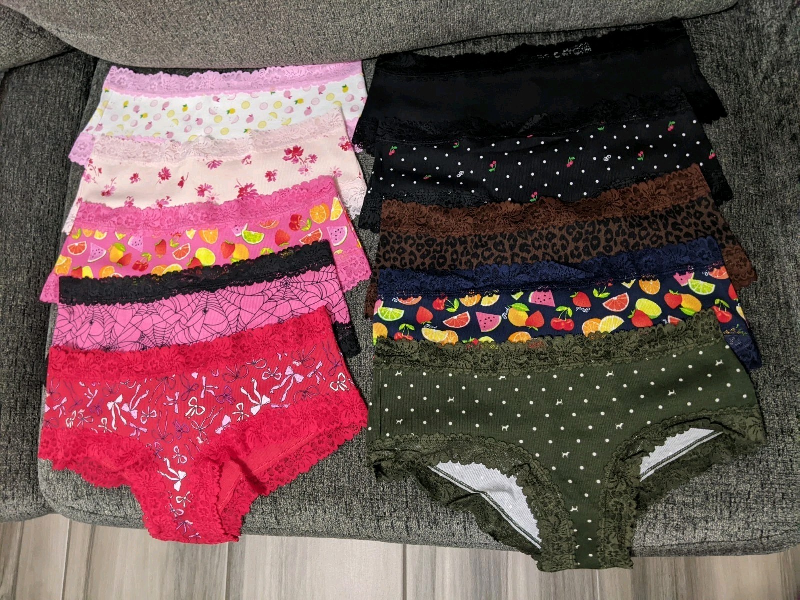 Victoria’s Secret PINK Wink Lace-Trim Cheeky Panties, Size Large, Lot of 10