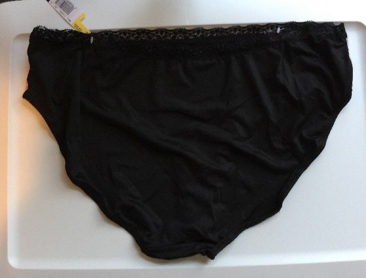Womens Black Bikini Panties Size 4X/11 Solid Sexy Flirty Pink Floral Side Insets