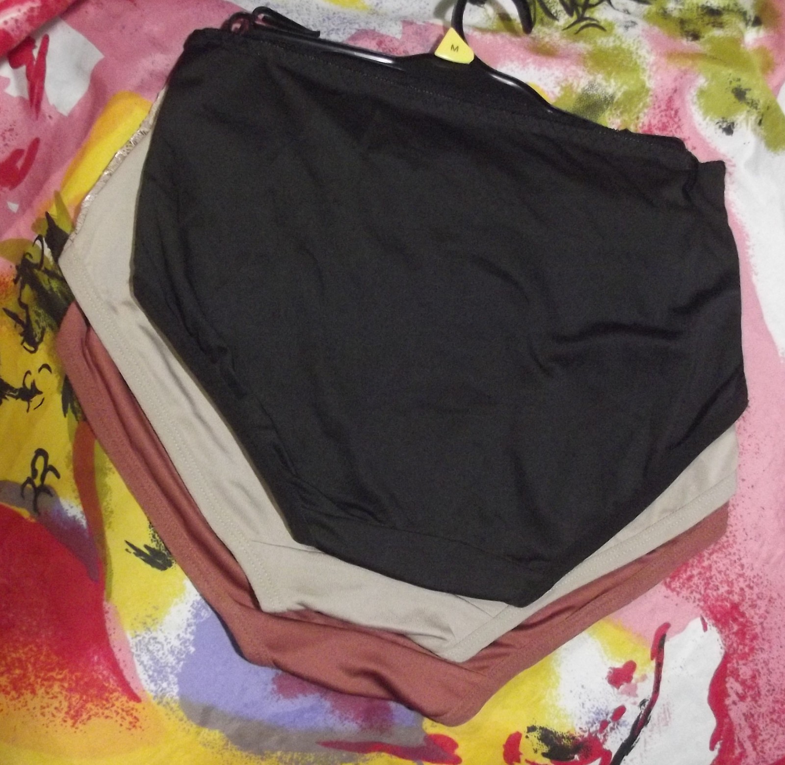 3 NEW PRIMA VALENTINA 871058 BWN/BG/BK MICROFIBER LACE TRIM BRIEF PANTIES M