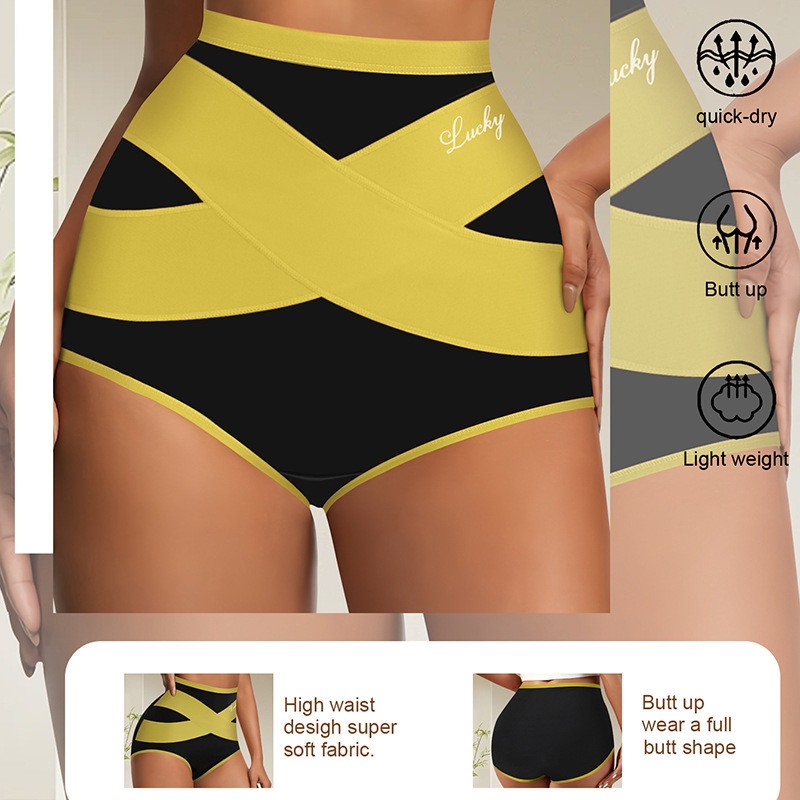 Ladies High Waist Tummy Control Panties Shaping Cross Strap Briefs Women